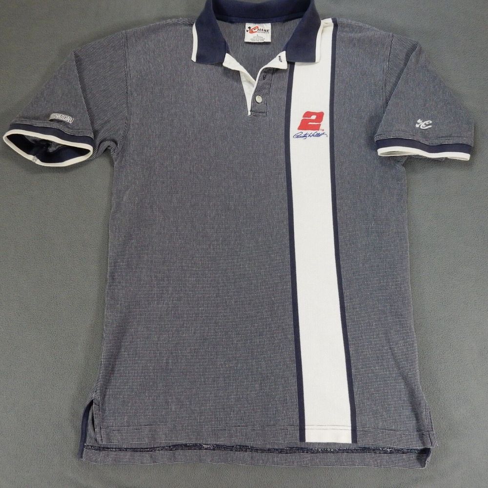 Vintage Nascar Rusty Wallace Mens Polo Shirt Large Embroidered Racing Logo Tee